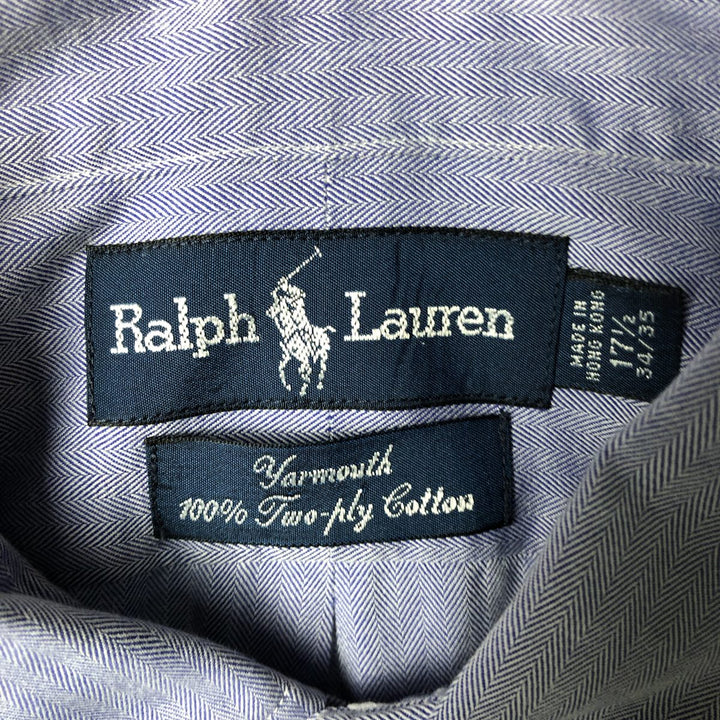 Ralph Lauren YARMOUTH Herringbone Long Sleeve Button Down Shirt Men's XL cotton blue type Vintage Second Hand