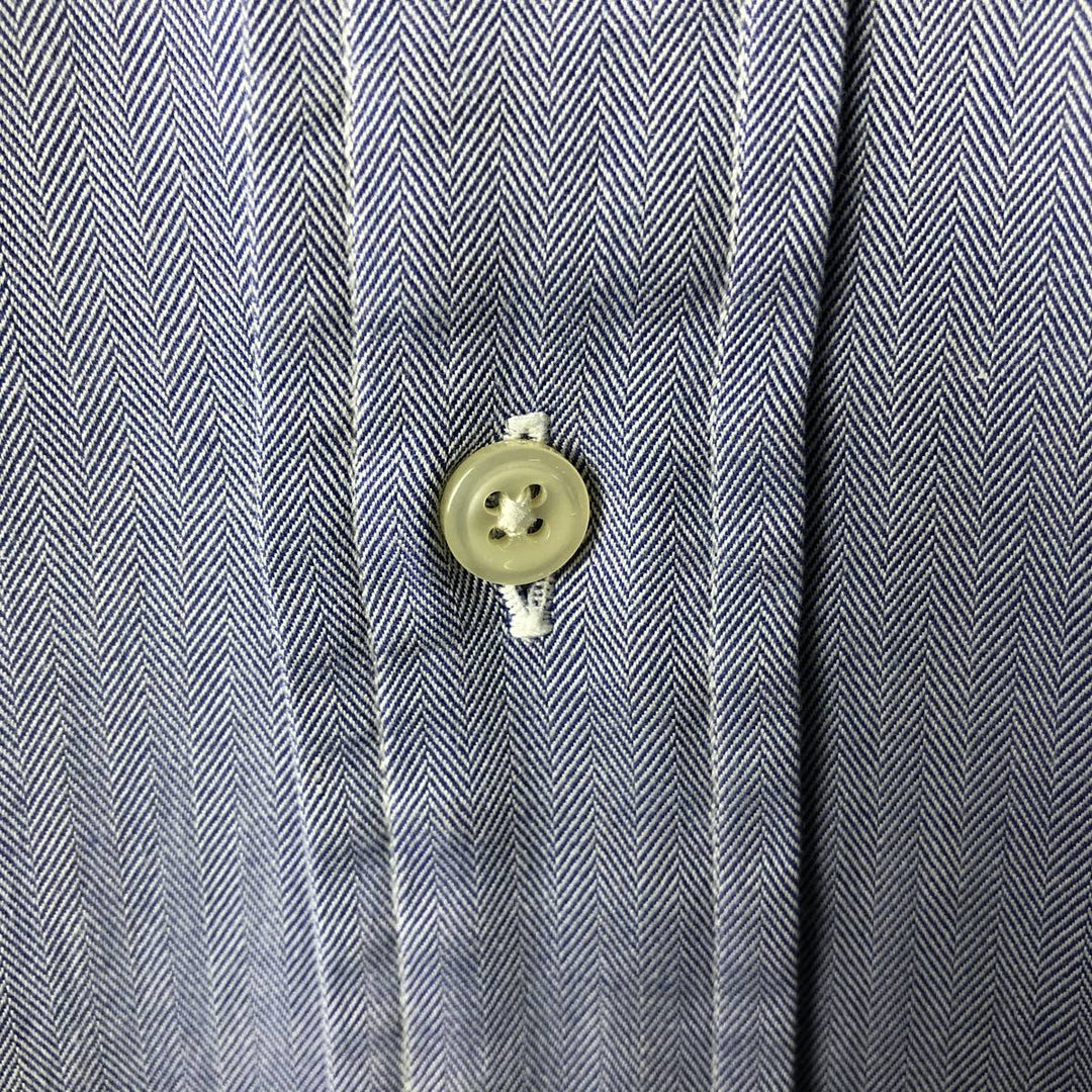 Ralph Lauren YARMOUTH Herringbone Long Sleeve Button Down Shirt Men's XL cotton blue type Vintage Second Hand