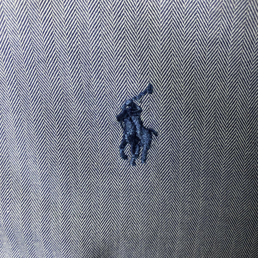 Ralph Lauren YARMOUTH Herringbone Long Sleeve Button Down Shirt Men's XL cotton blue type Vintage Second Hand