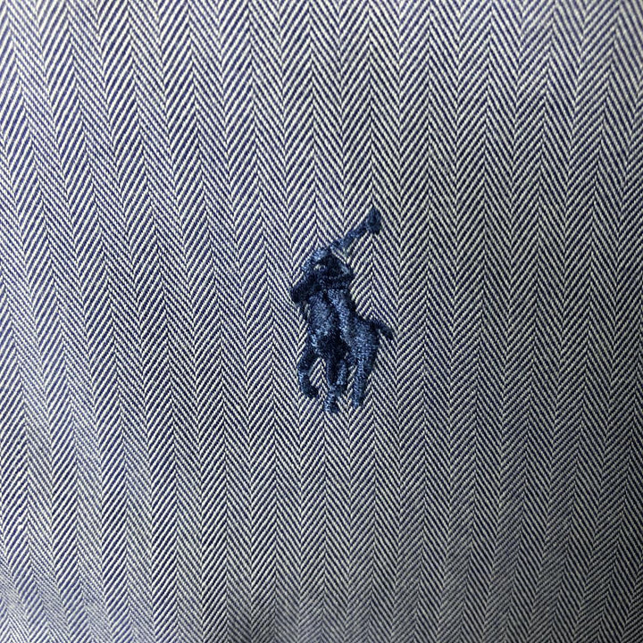Ralph Lauren YARMOUTH Herringbone Long Sleeve Button Down Shirt Men's XL cotton blue type Vintage Second Hand