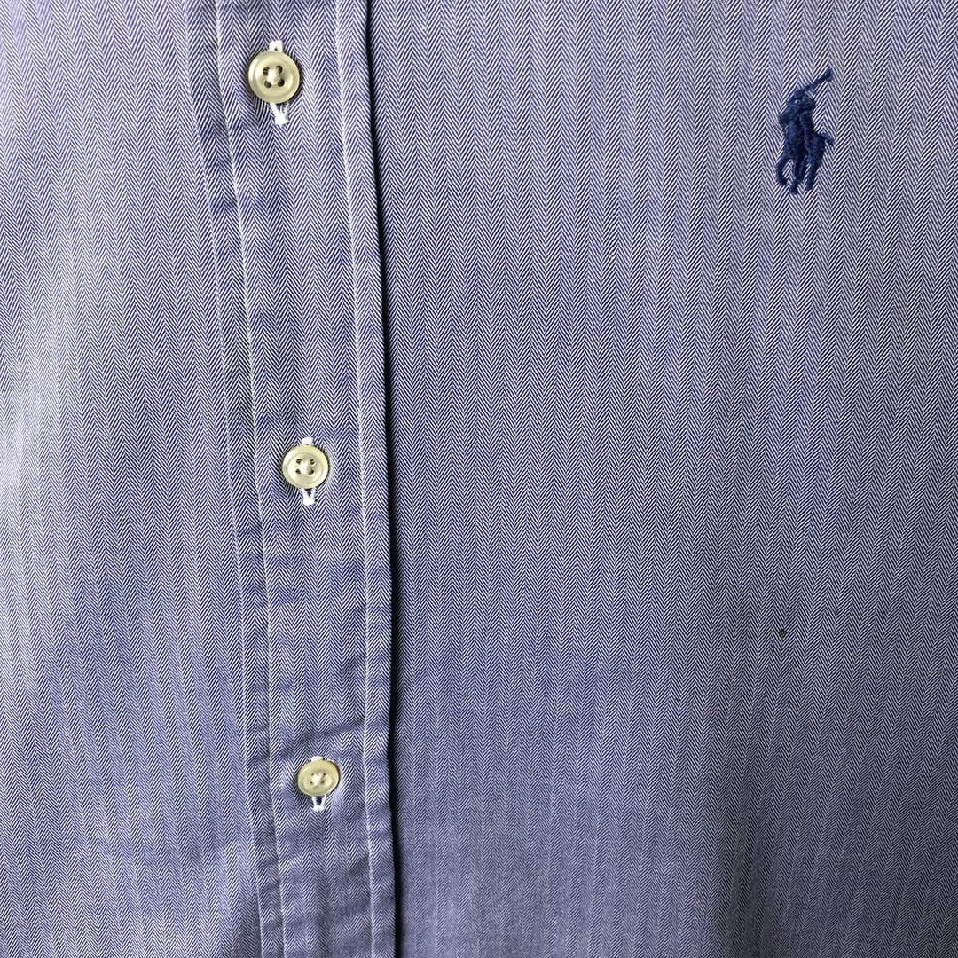 Ralph Lauren YARMOUTH Herringbone Long Sleeve Button Down Shirt Men's XL cotton blue type Vintage Second Hand