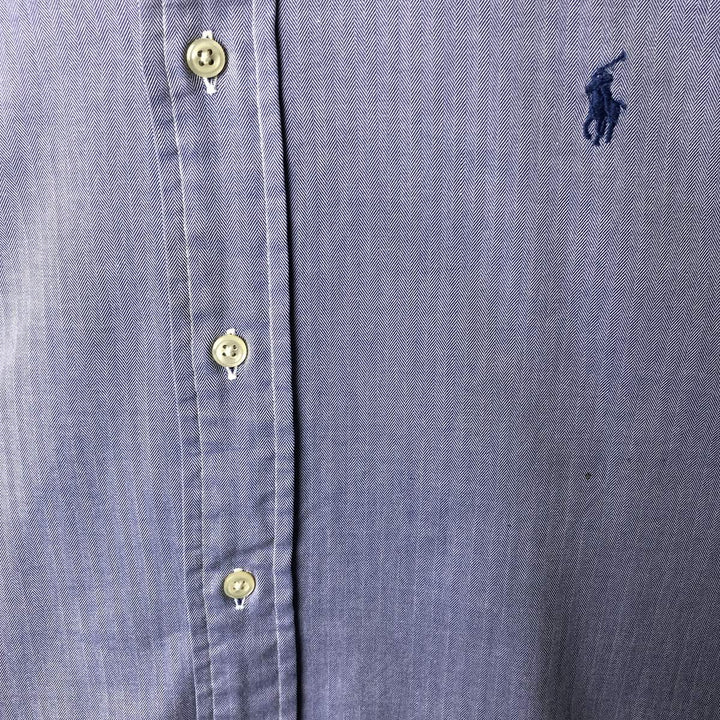 Ralph Lauren YARMOUTH Herringbone Long Sleeve Button Down Shirt Men's XL cotton blue type Vintage Second Hand