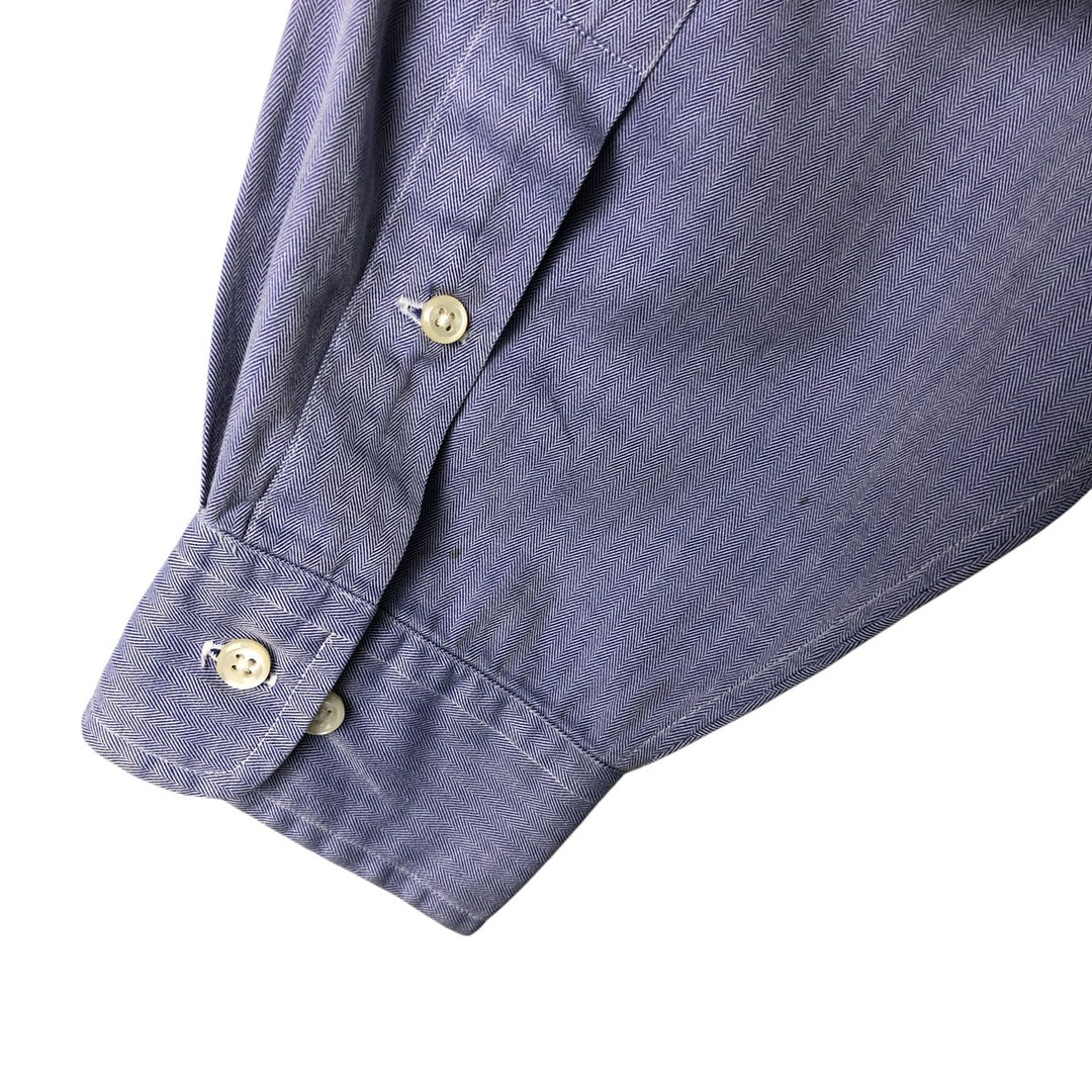 Ralph Lauren YARMOUTH Herringbone Long Sleeve Button Down Shirt Men's XL cotton blue type Vintage Second Hand