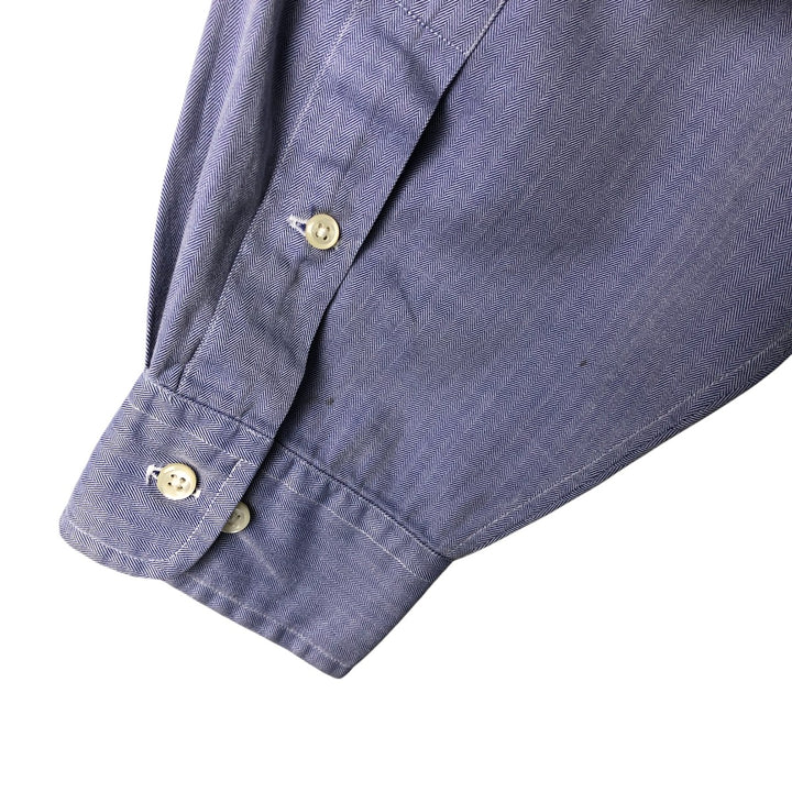 Ralph Lauren YARMOUTH Herringbone Long Sleeve Button Down Shirt Men's XL cotton blue type Vintage Second Hand