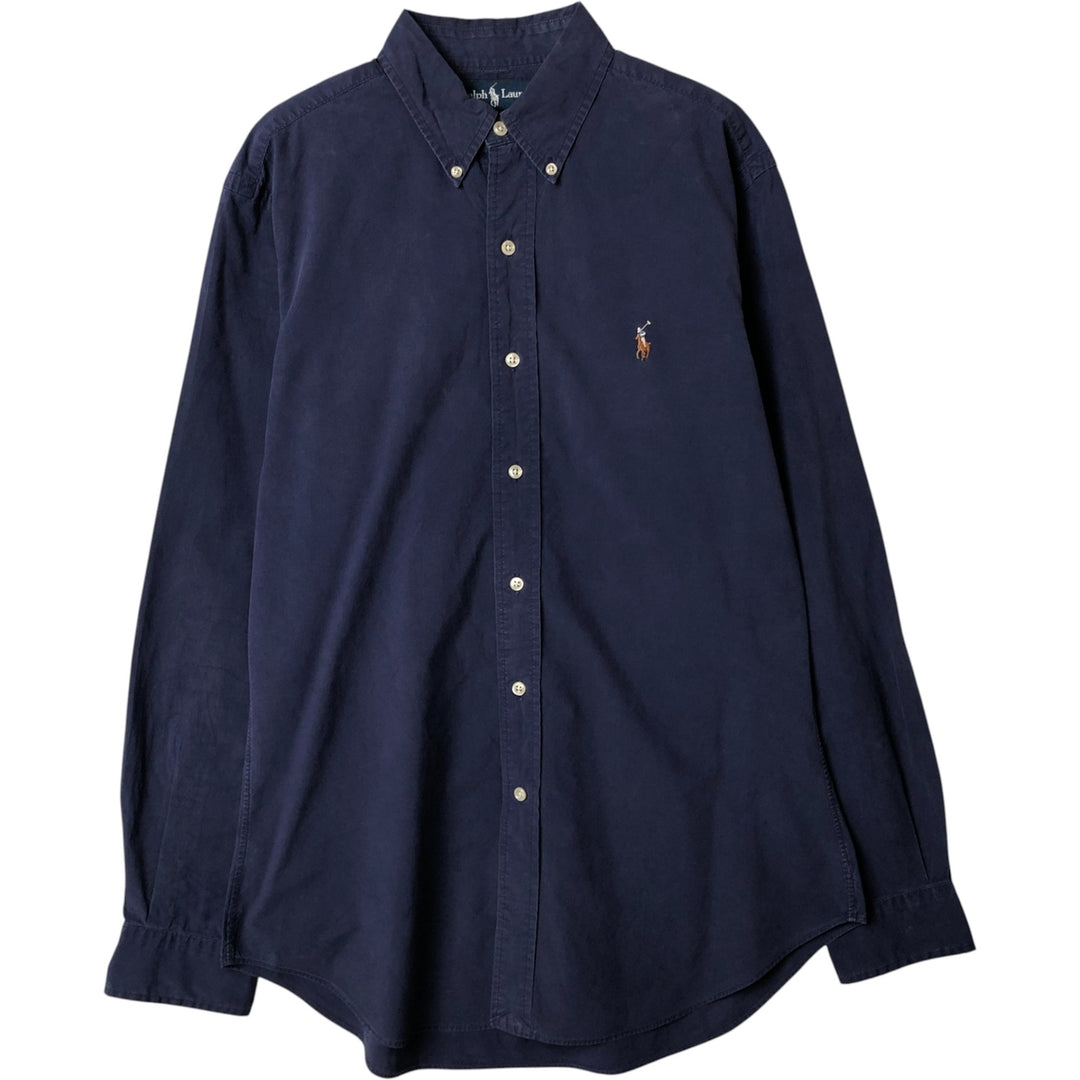 Ralph Lauren Classic Fit Long Sleeve Button Down Shirt Men's M cotton navy blue type Vintage Second Hand