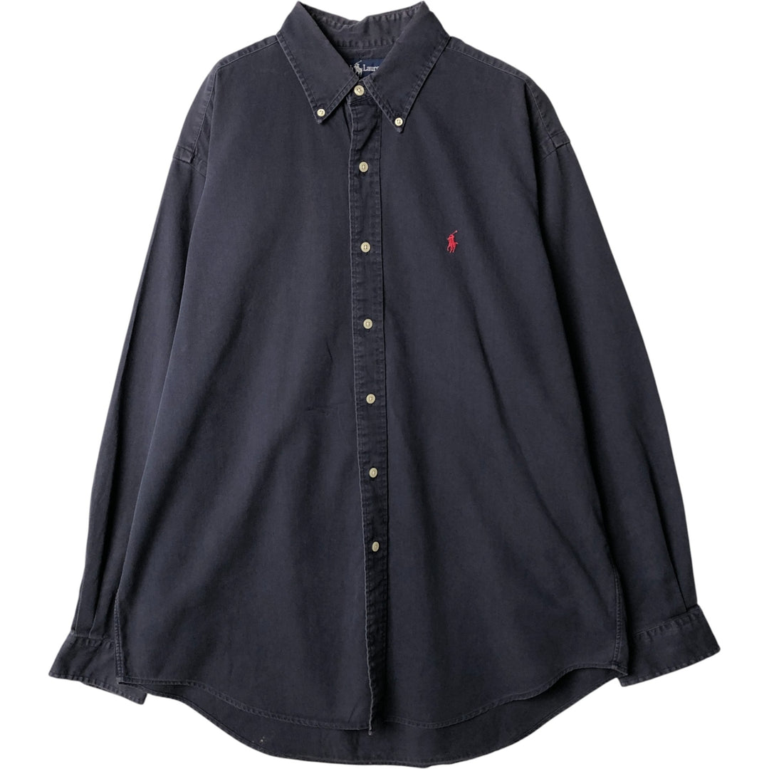 Ralph Lauren long sleeve button down shirt, men's size L cotton navy blue type Vintage Second Hand