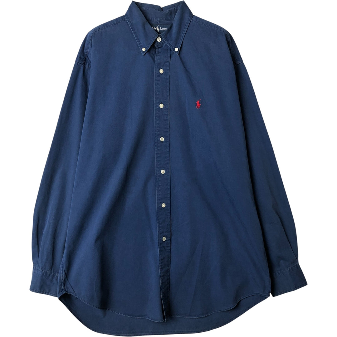 Ralph Lauren BLAKE long sleeve button down shirt, men's size M cotton navy blue type Vintage Second Hand