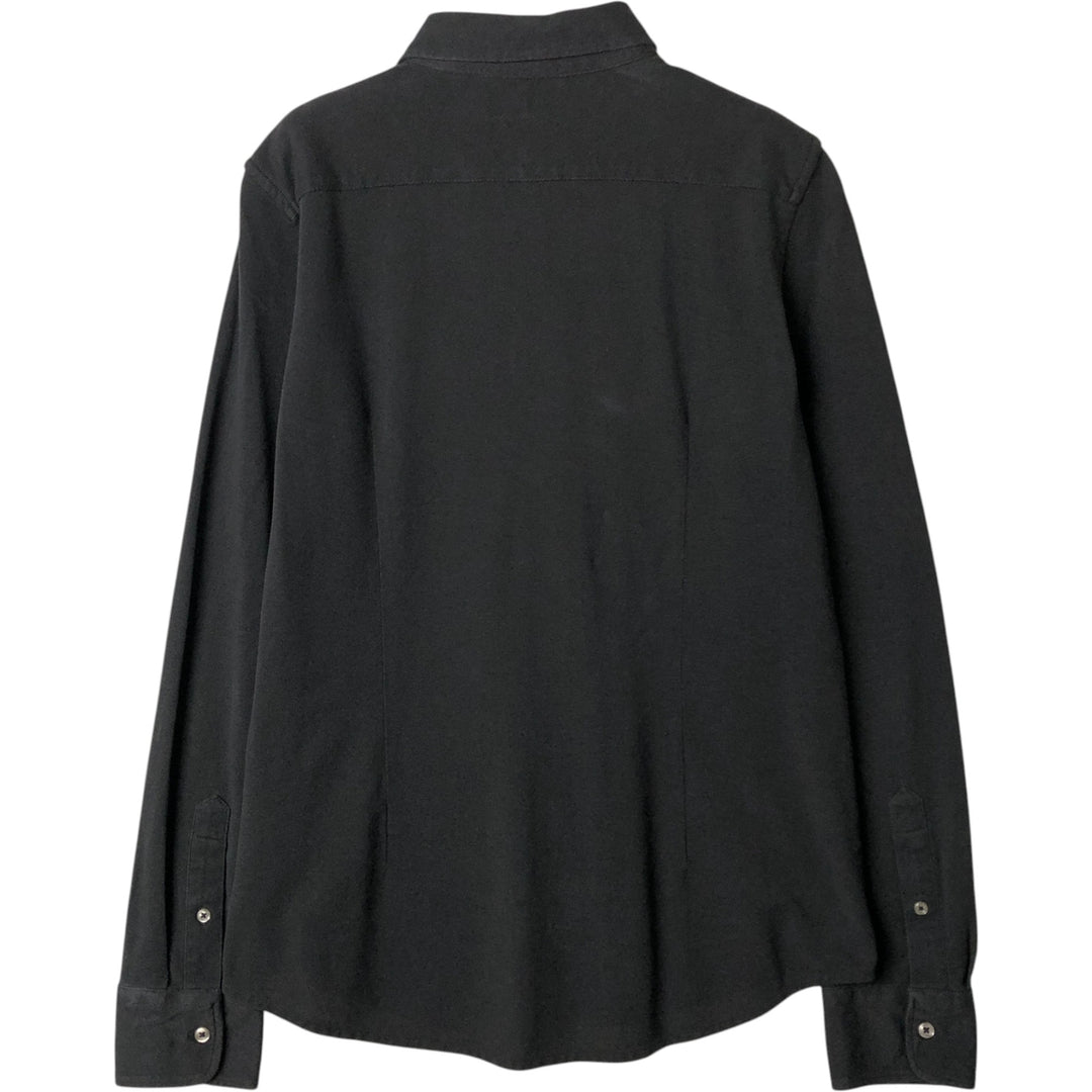 Ralph Lauren KNIT OXFORD pique long-sleeved button-down shirt, men's size XL cotton black type Vintage Second Hand