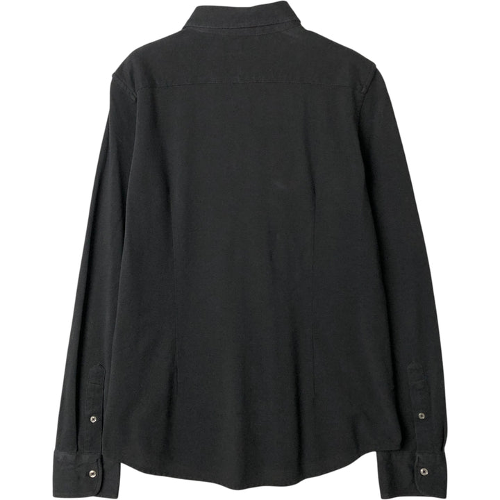 Ralph Lauren KNIT OXFORD pique long-sleeved button-down shirt, men's size XL cotton black type Vintage Second Hand
