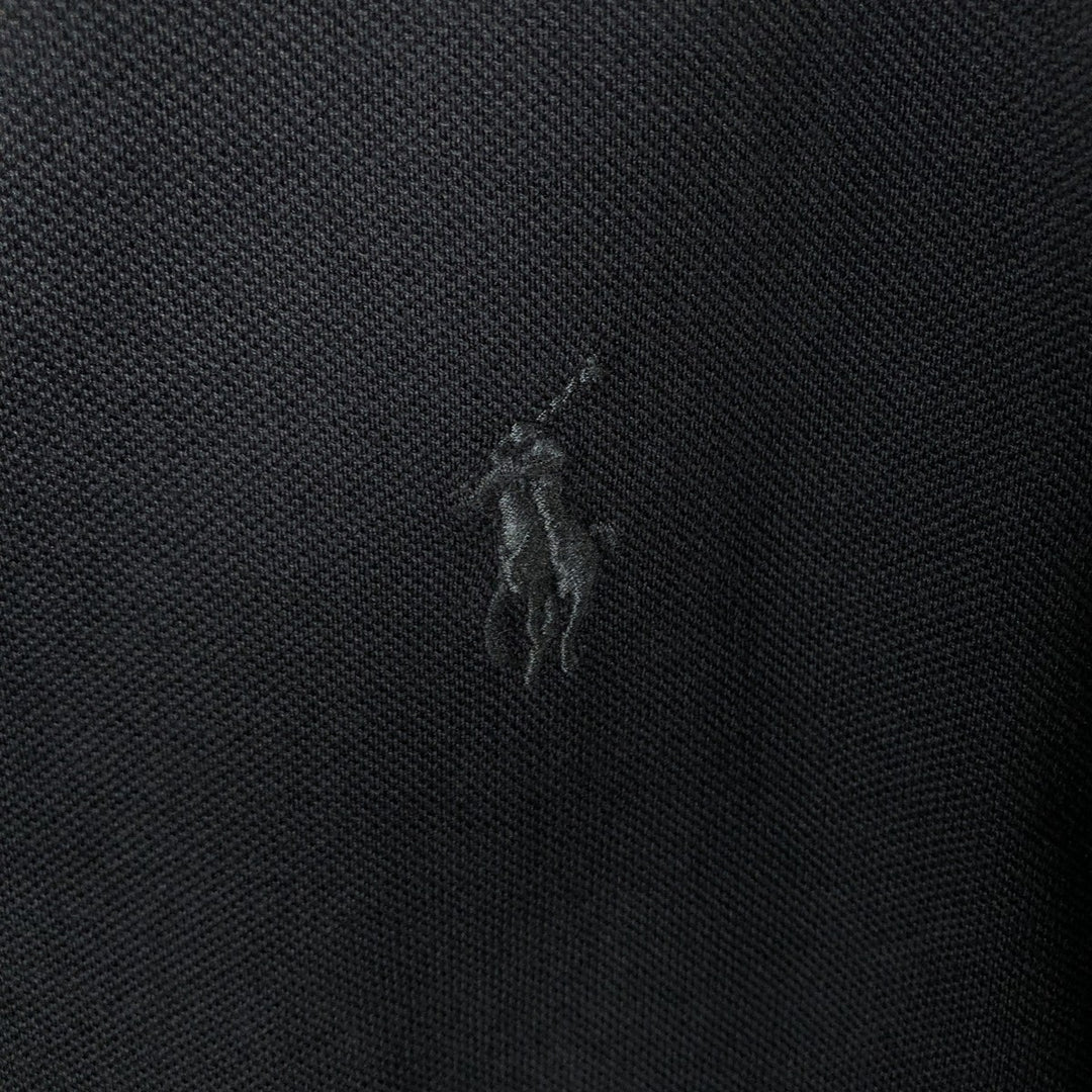 Ralph Lauren KNIT OXFORD pique long-sleeved button-down shirt, men's size XL cotton black type Vintage Second Hand