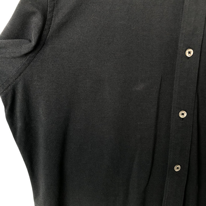Ralph Lauren KNIT OXFORD pique long-sleeved button-down shirt, men's size XL cotton black type Vintage Second Hand