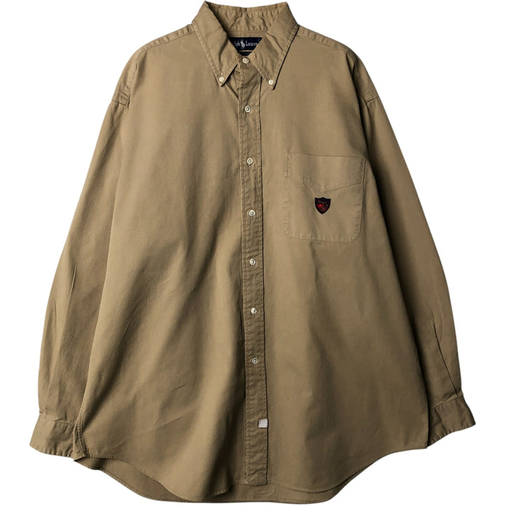 Ralph Lauren long sleeve button down shirt, men's size L cotton Beige type Vintage Second Hand