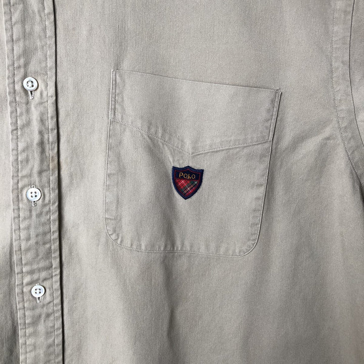 Ralph Lauren long sleeve button down shirt, men's size L cotton Beige type Vintage Second Hand