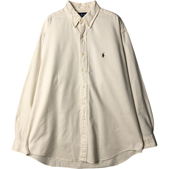 Ralph Lauren BLAKE long sleeve button down shirt, men's size L cotton ivory Vintage Second Hand