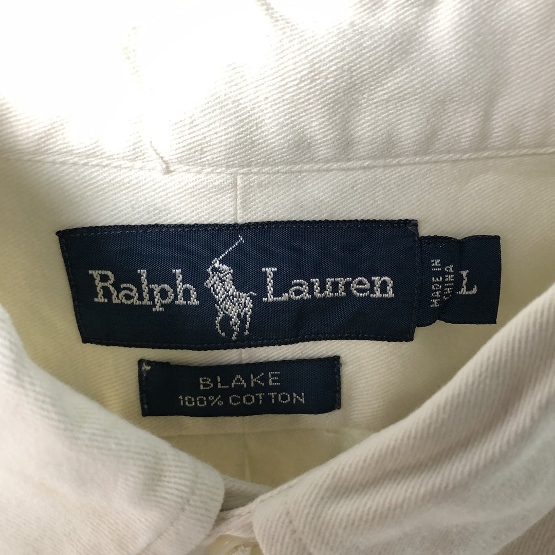 Ralph Lauren BLAKE long sleeve button down shirt, men's size L cotton ivory Vintage Second Hand