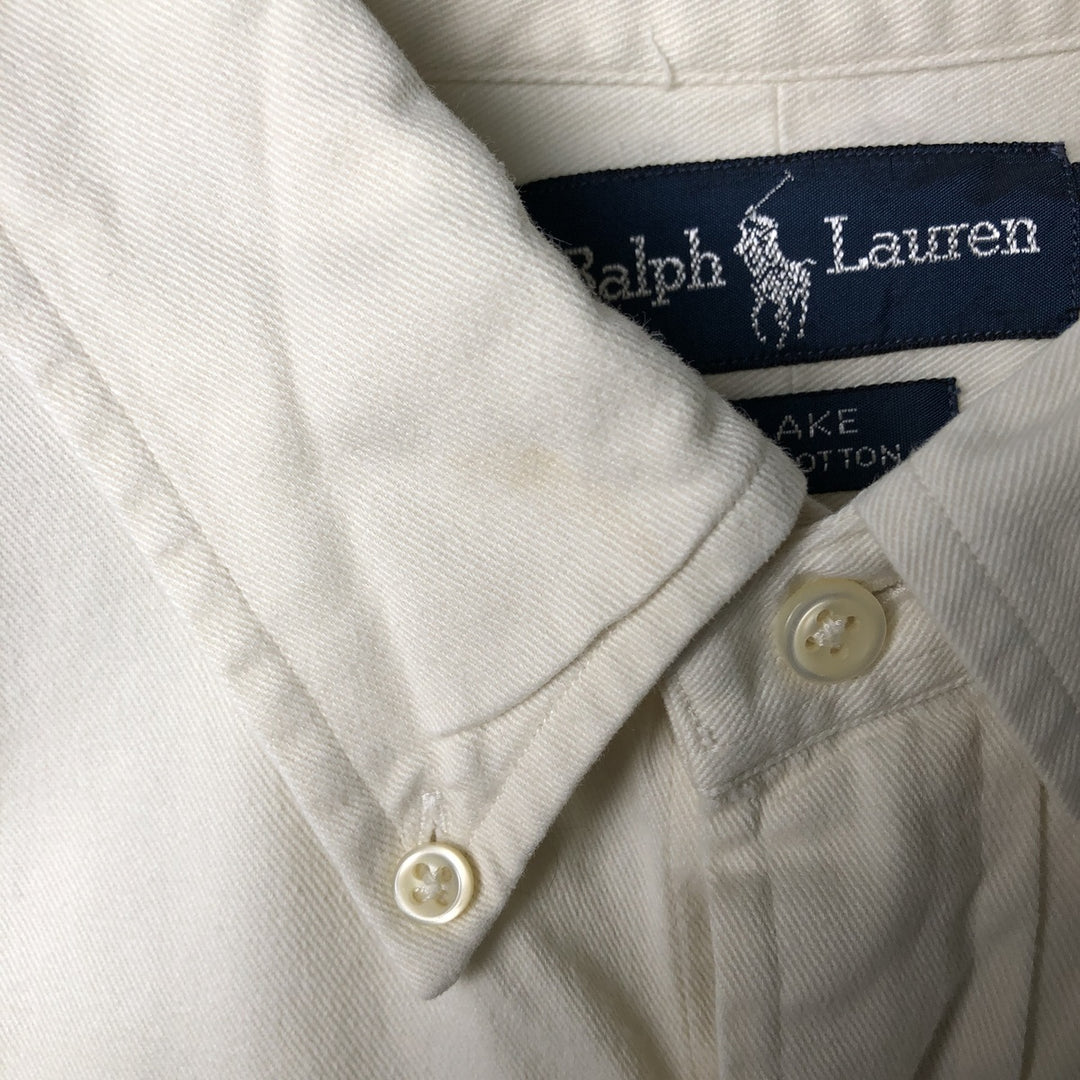 Ralph Lauren BLAKE long sleeve button down shirt, men's size L cotton ivory Vintage Second Hand