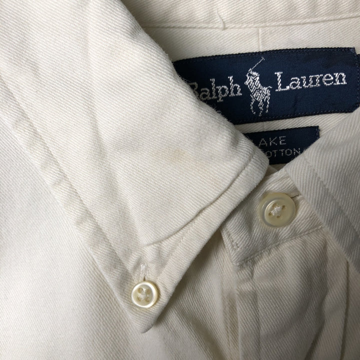 Ralph Lauren BLAKE long sleeve button down shirt, men's size L cotton ivory Vintage Second Hand