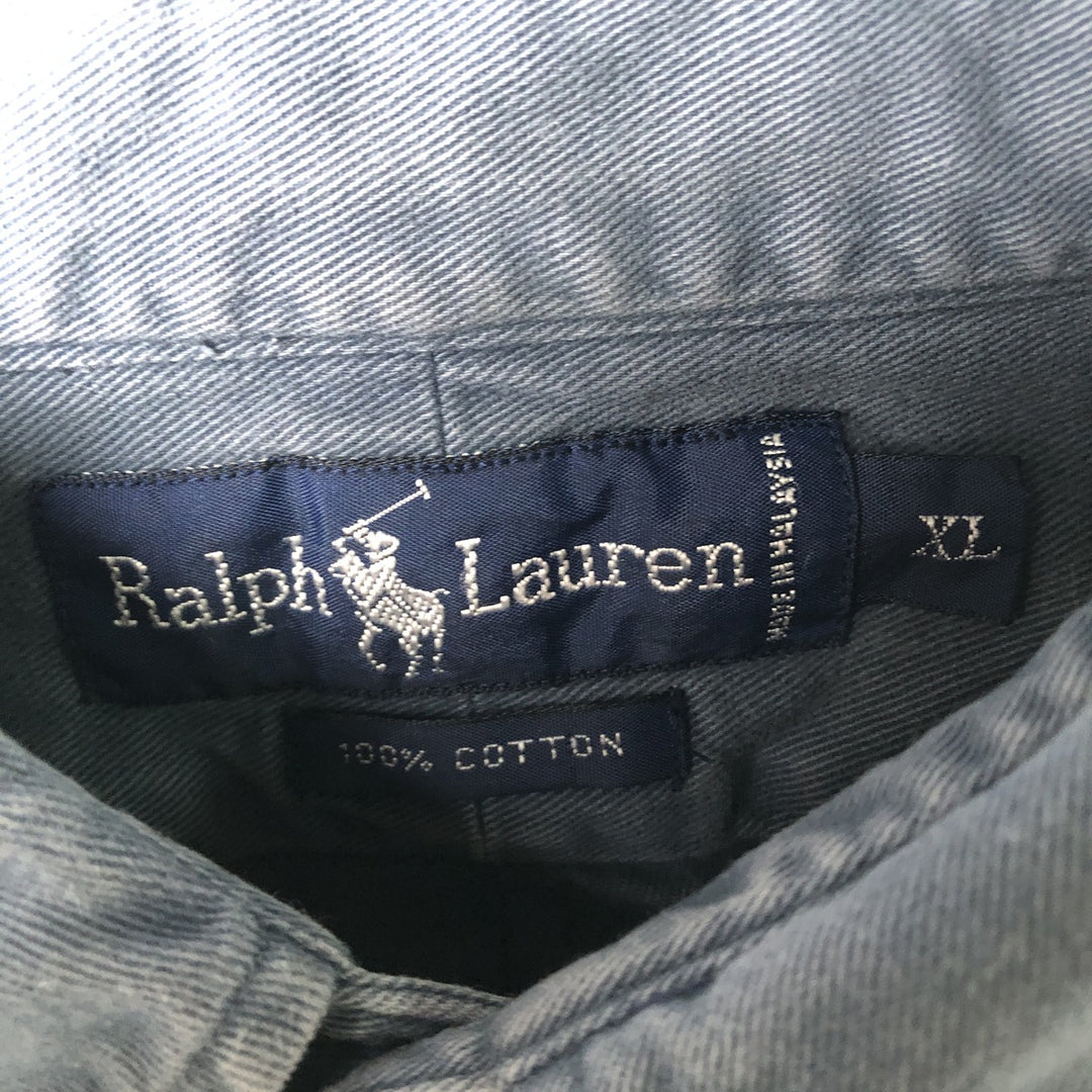 Ralph Lauren long sleeve button down shirt, men's XL size cotton blue type Vintage Second Hand