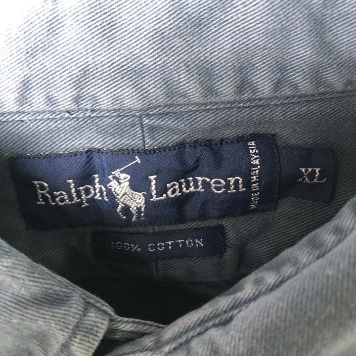 Ralph Lauren long sleeve button down shirt, men's XL size cotton blue type Vintage Second Hand