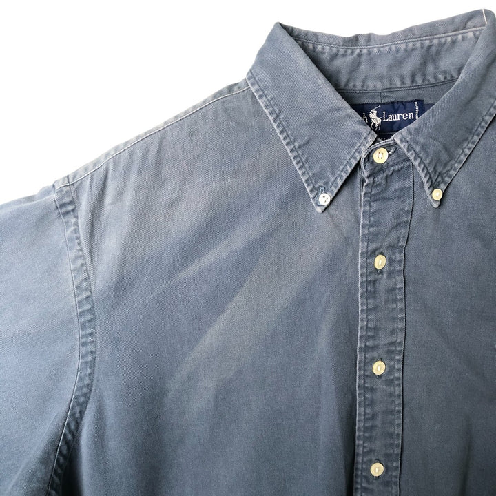 Ralph Lauren long sleeve button down shirt, men's XL size cotton blue type Vintage Second Hand