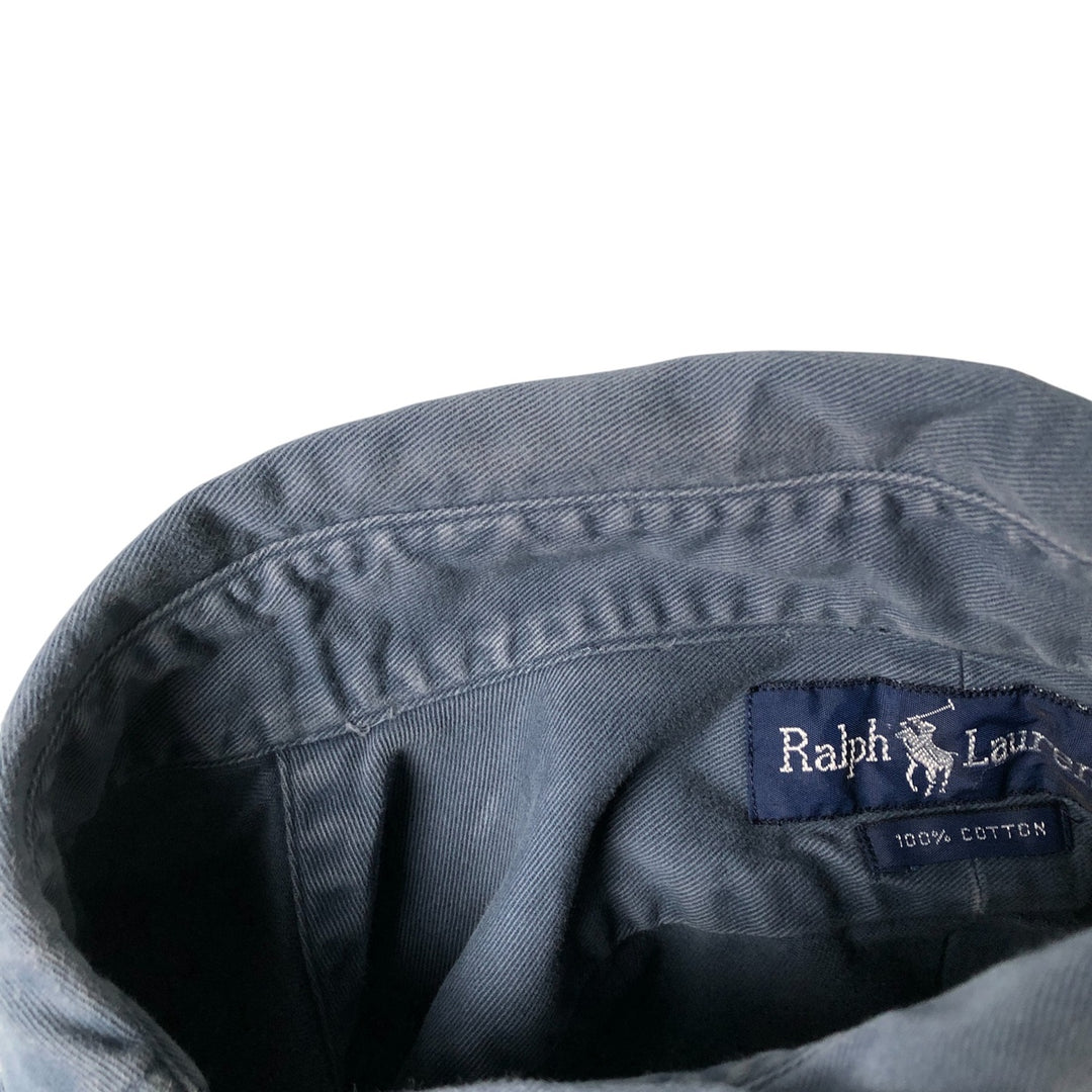 Ralph Lauren long sleeve button down shirt, men's XL size cotton blue type Vintage Second Hand
