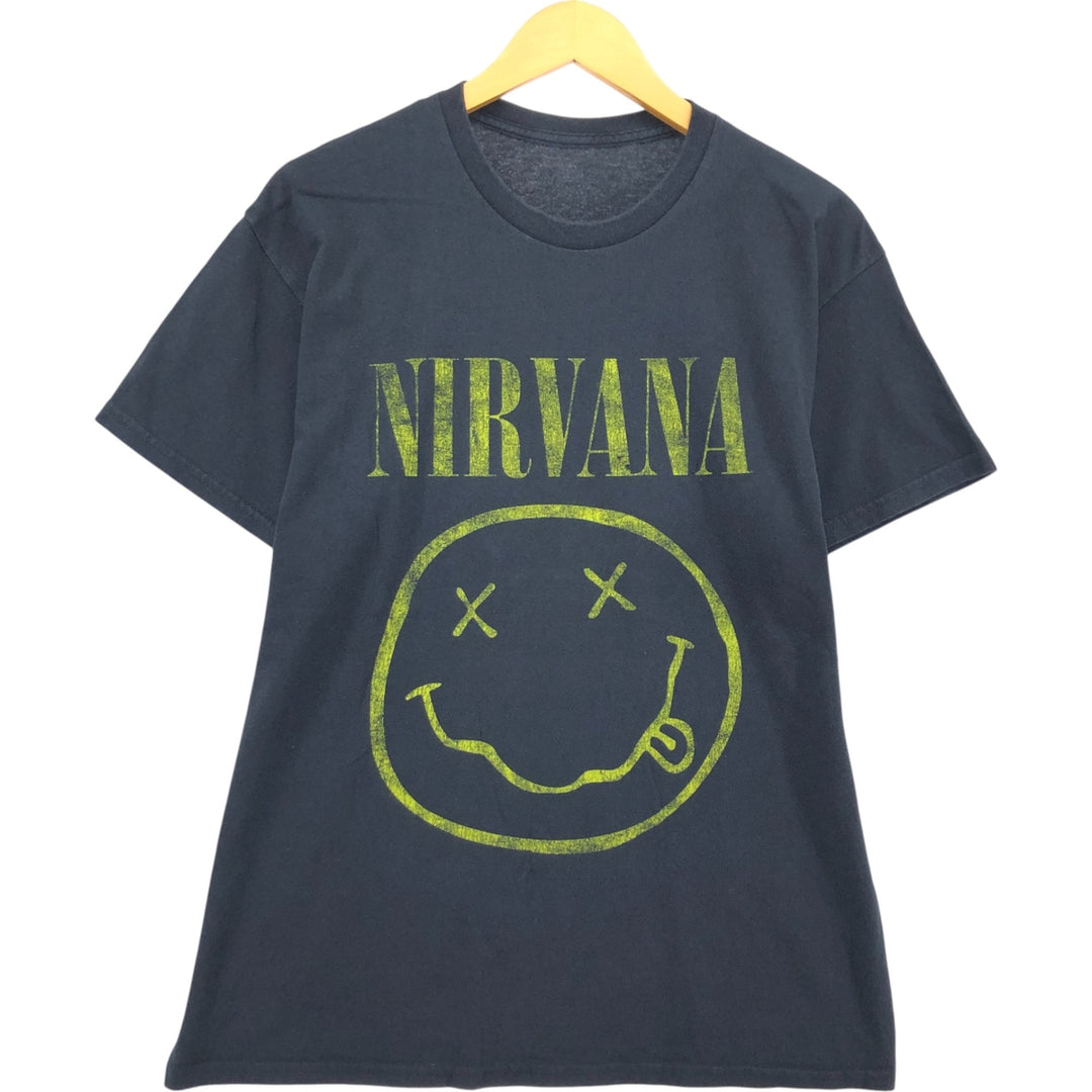 NIRVANA Nirvana Band T-shirt, Band T, Men's M size cotton black type Vintage Second Hand