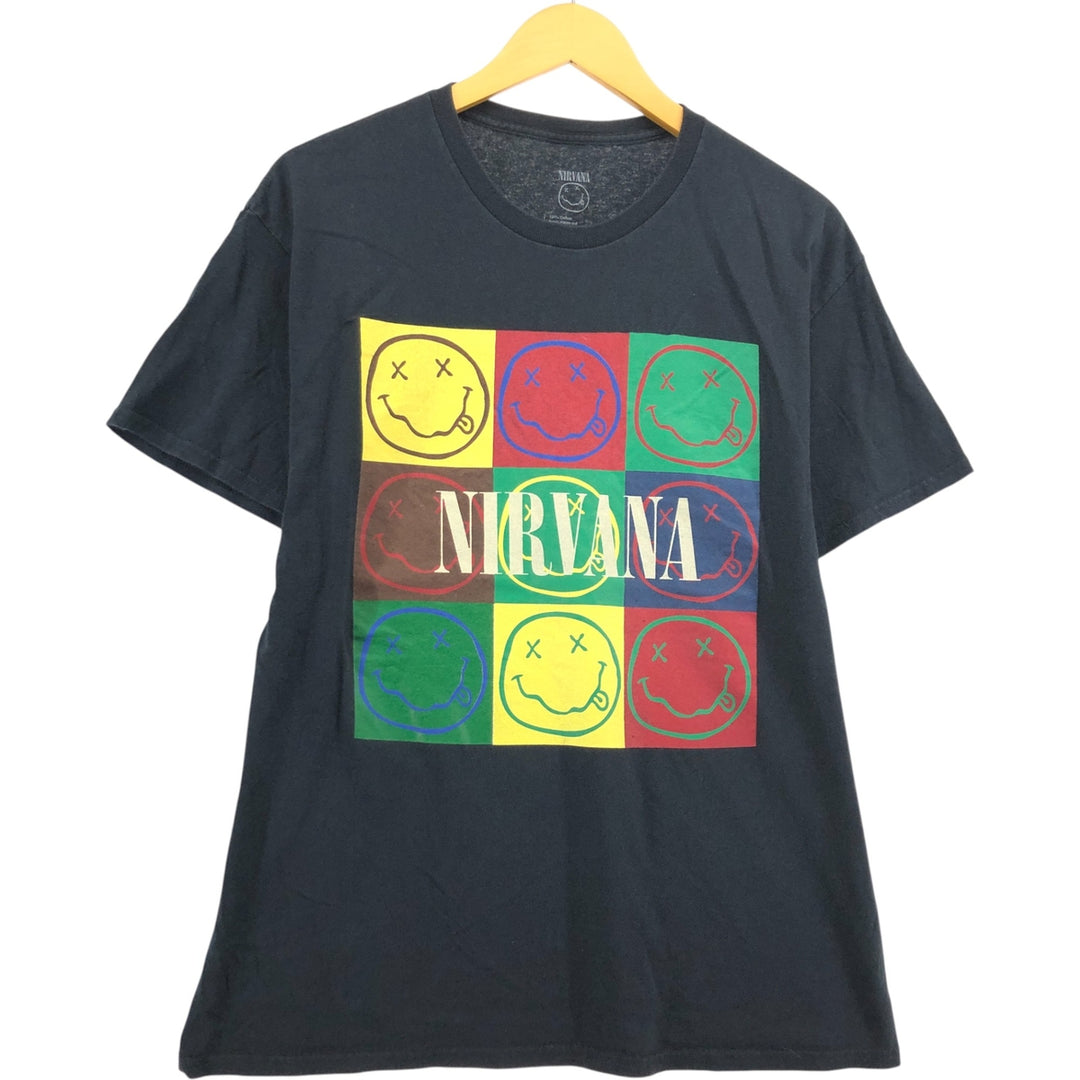 NIRVANA Nirvana Band T-shirt, Band T, Men's L size cotton black type Vintage Second Hand