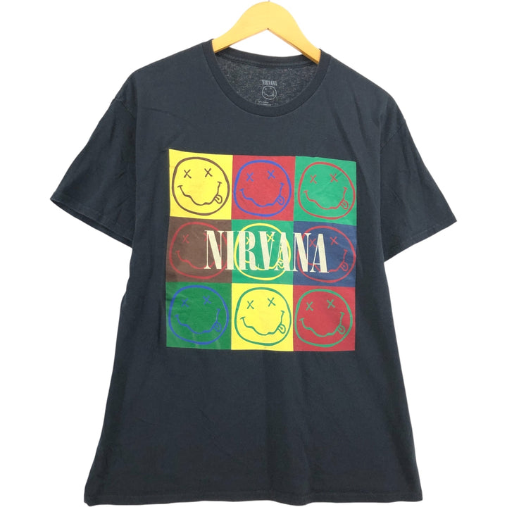 NIRVANA Nirvana Band T-shirt, Band T, Men's L size cotton black type Vintage Second Hand