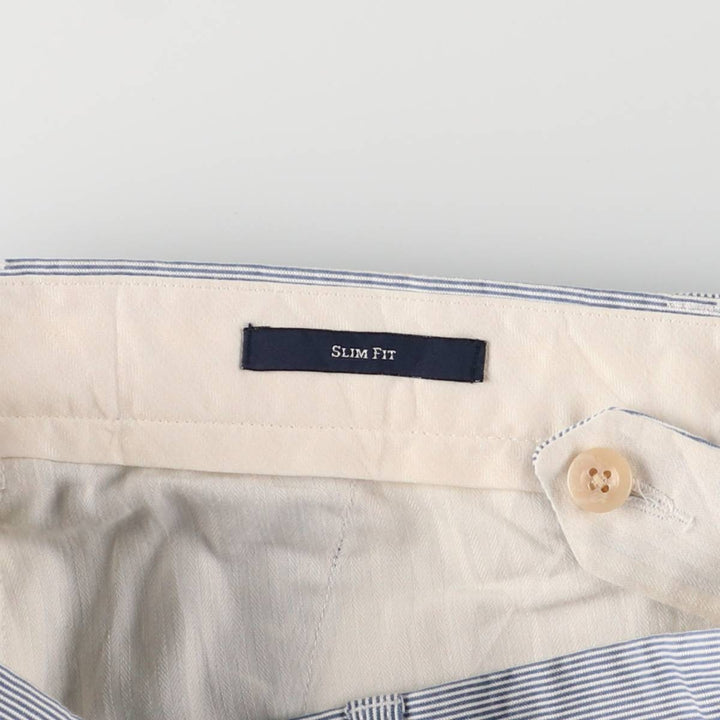 Ralph Lauren POLO by Ralph Lauren Striped Pattern Cotton Slacks, Men's Size W37 cotton Blue type light blue Vintage Second Hand