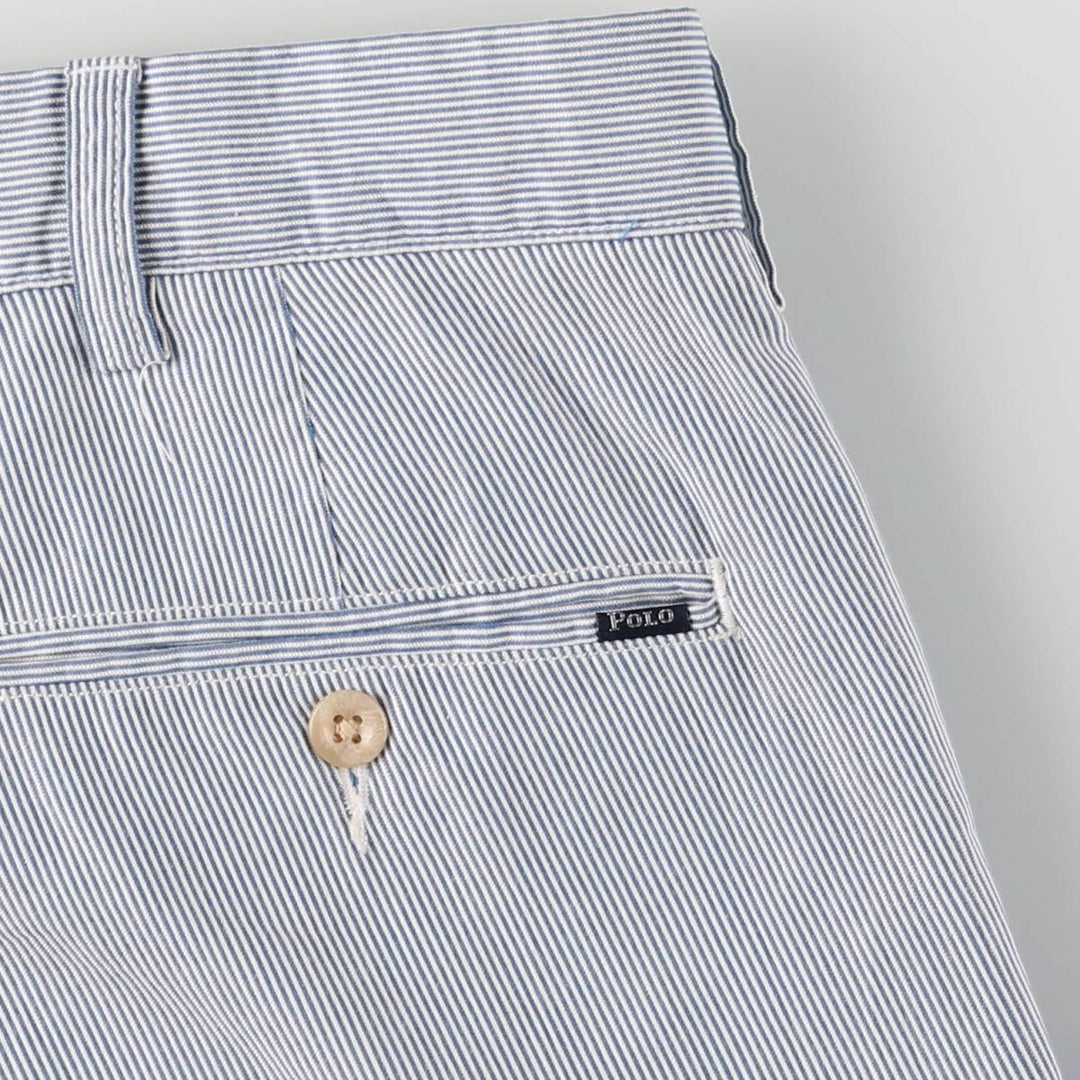 Ralph Lauren POLO by Ralph Lauren Striped Pattern Cotton Slacks, Men's Size W37 cotton Blue type light blue Vintage Second Hand