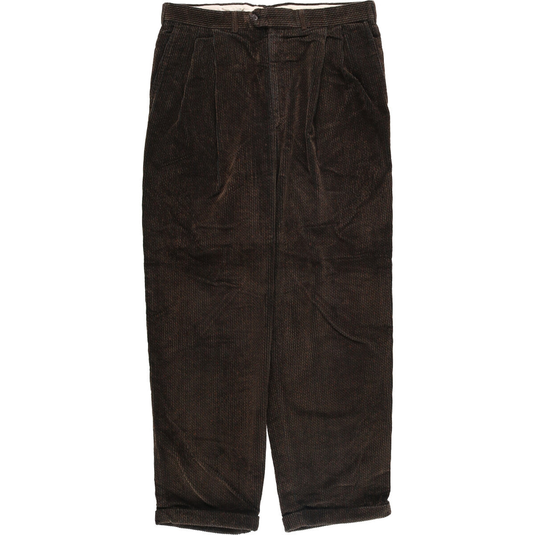 MARK SHALE Two-pleat Corduroy Pants, Made in USA, Men's, Size W35 unclear brown type Vintage Second Hand