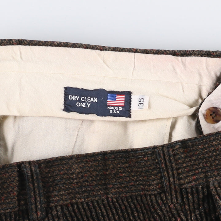 MARK SHALE Two-pleat Corduroy Pants, Made in USA, Men's, Size W35 unclear brown type Vintage Second Hand
