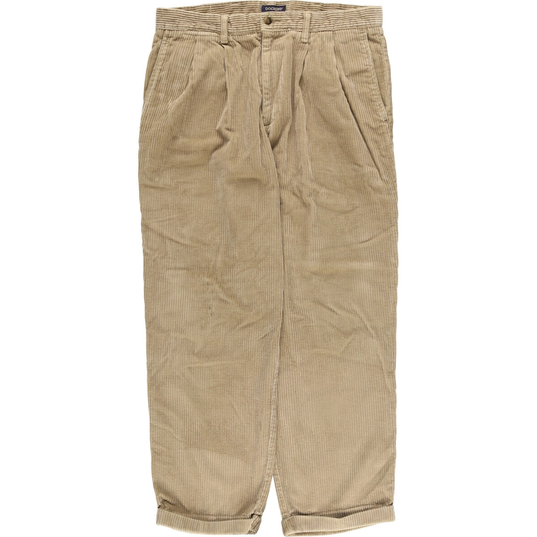 90'S Dockers Khakis Two-pleat Wide-Rib Corduroy Pants, Men's, Vintage, Size W34 cotton Beige type Vintage Second Hand
