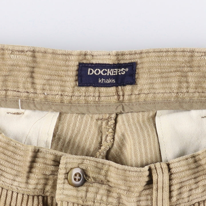 90'S Dockers Khakis Two-pleat Wide-Rib Corduroy Pants, Men's, Vintage, Size W34 cotton Beige type Vintage Second Hand
