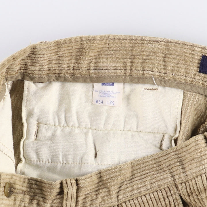 90'S Dockers Khakis Two-pleat Wide-Rib Corduroy Pants, Men's, Vintage, Size W34 cotton Beige type Vintage Second Hand