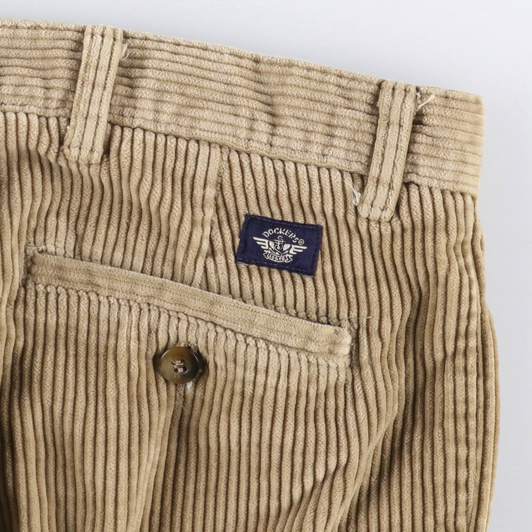 90'S Dockers Khakis Two-pleat Wide-Rib Corduroy Pants, Men's, Vintage, Size W34 cotton Beige type Vintage Second Hand