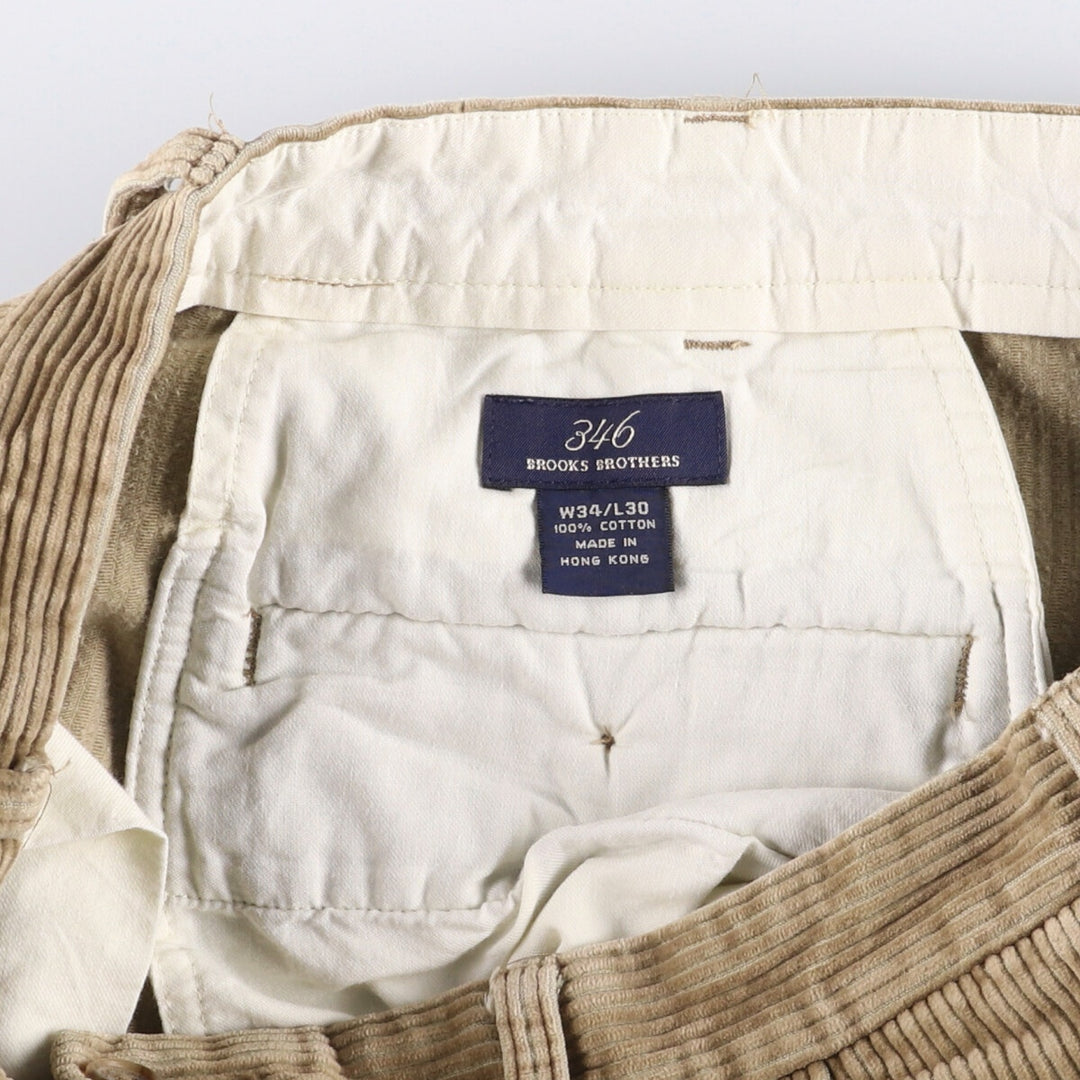 Brooks Brothers 346 Two-Pleated Wide-Rib Corduroy Pants, Men's, Size W34 cotton beige type brown Vintage Second Hand