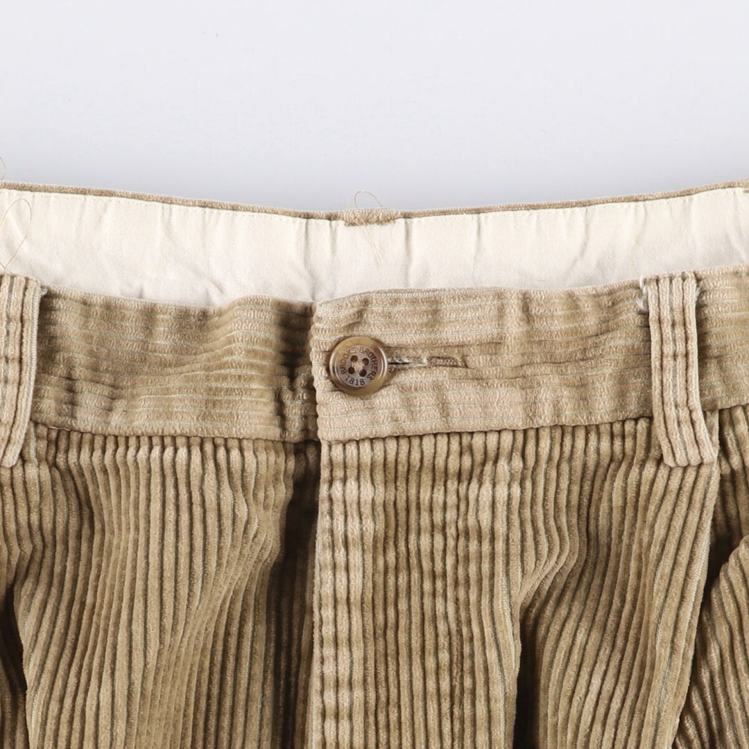 Brooks Brothers 346 Two-Pleated Wide-Rib Corduroy Pants, Men's, Size W34 cotton beige type brown Vintage Second Hand