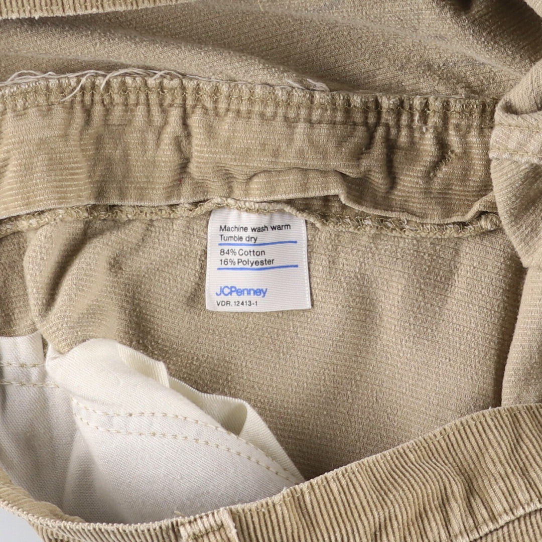 JCPenney Men's Flare-Cut Corduroy Pants, Size W35 cotton Beige type Vintage Second Hand