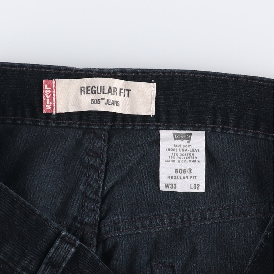 2000'S Levi's 505 Regular Fit Corduroy Pants, Men's, Size W33 cotton black type Vintage Second Hand