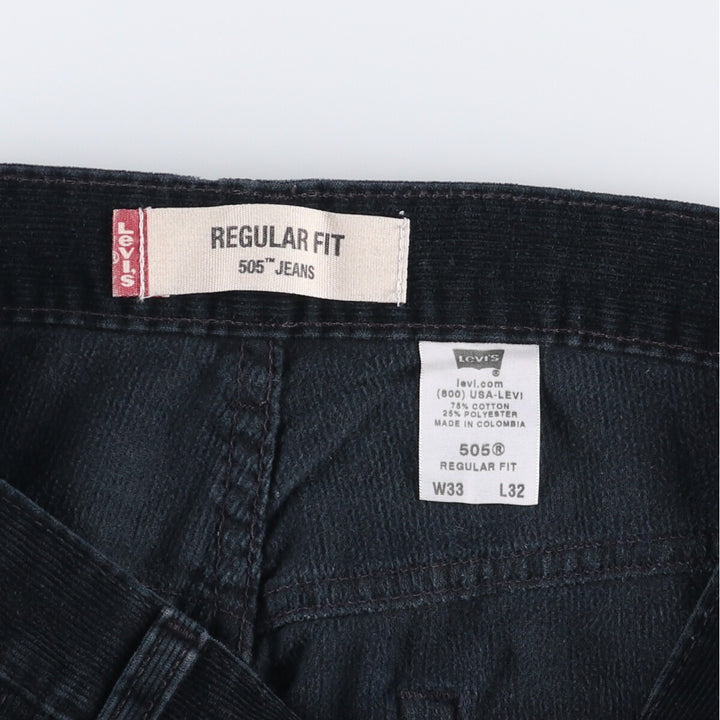 2000'S Levi's 505 Regular Fit Corduroy Pants, Men's, Size W33 cotton black type Vintage Second Hand