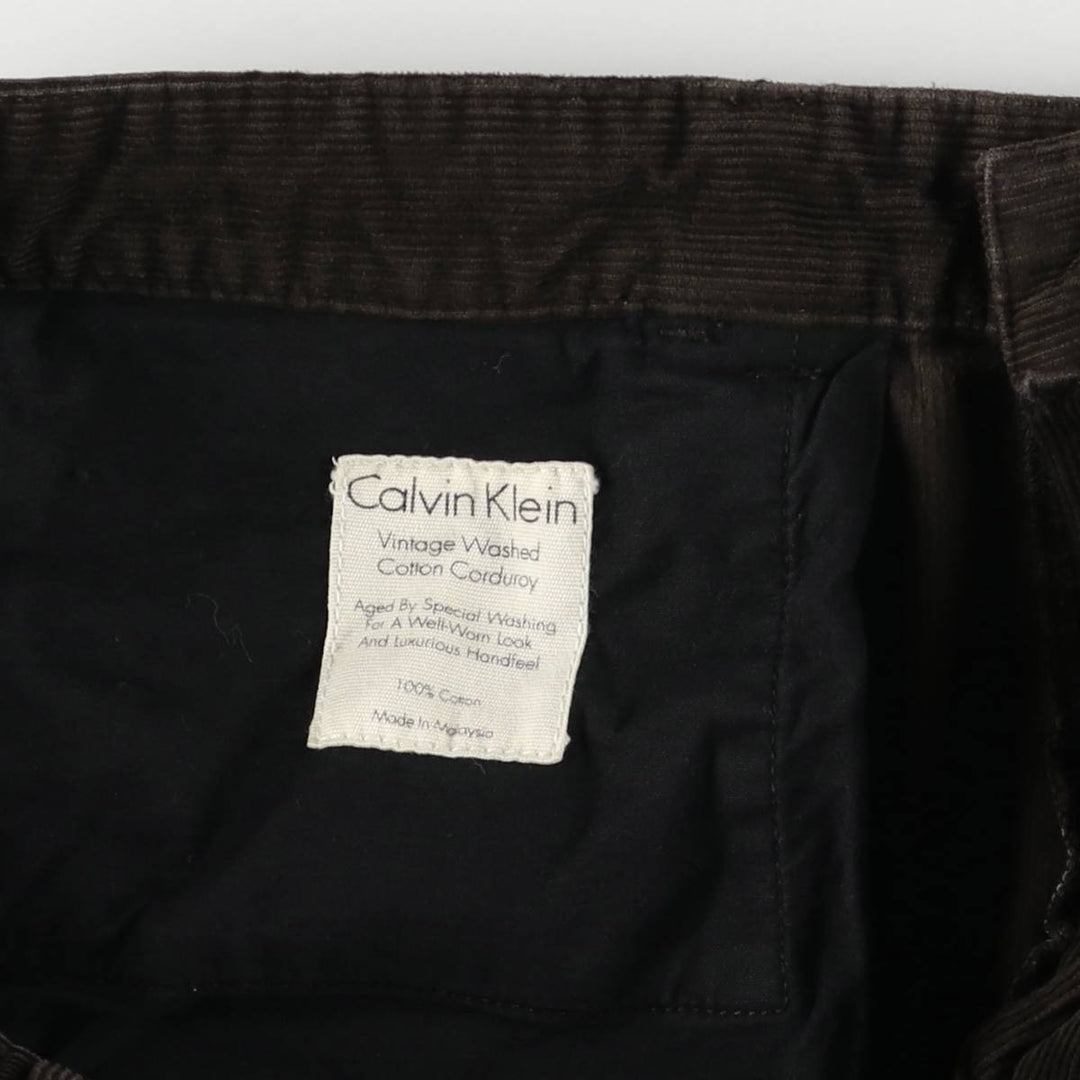 Calvin Klein corduroy pants, size W34, L32, men's size W34 equivalent cotton brown type Vintage Second Hand