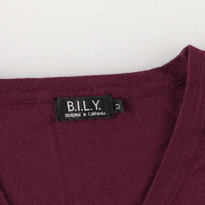 BILY knit cardigan, women's size M Viscose wine-red Vintage Second Hand
