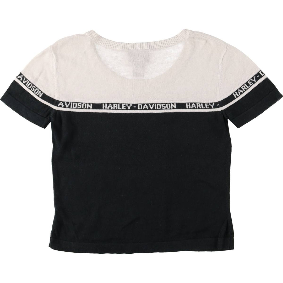 Harley-Davidson Short Sleeve Ramie and Cotton Knit Sweater, Women's Size Small Lamy white type Vintage Second Hand