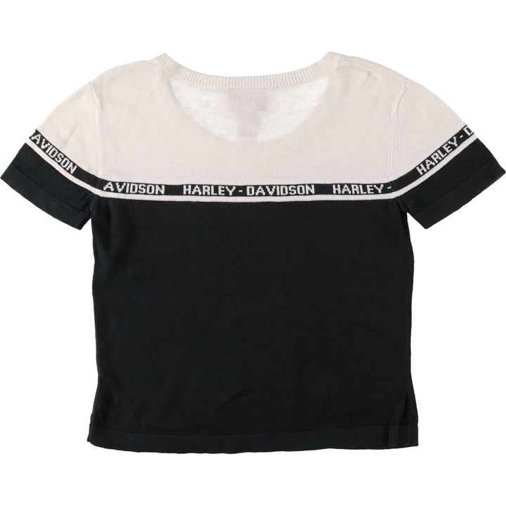 Harley-Davidson Short Sleeve Ramie and Cotton Knit Sweater, Women's Size Small Lamy white type Vintage Second Hand