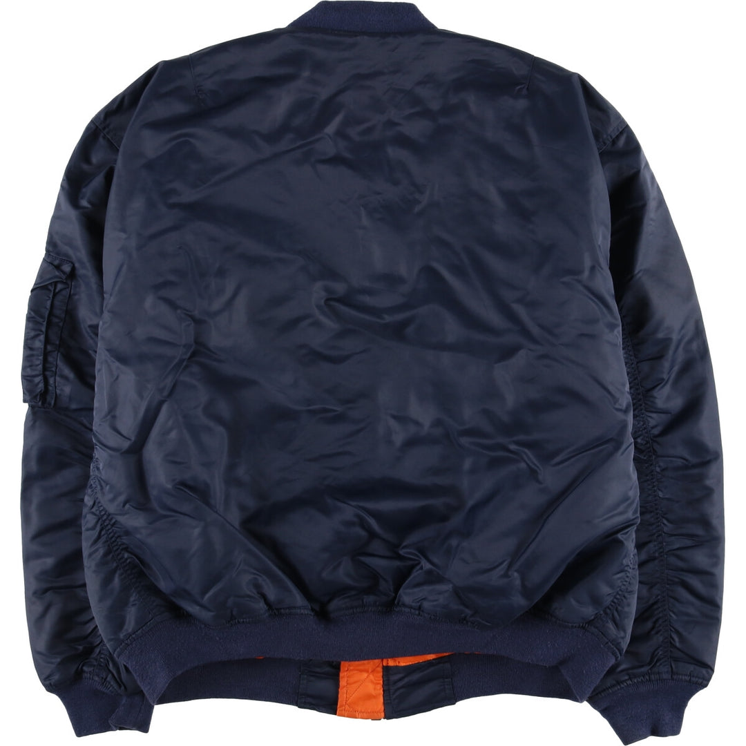 Vintage civilian MA-1 style padded military flight jacket, men's size XL Nylon navy blue type Vintage Second Hand