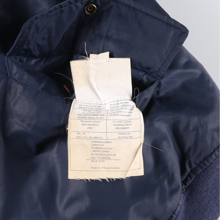 Vintage civilian MA-1 style padded military flight jacket, men's size XL Nylon navy blue type Vintage Second Hand