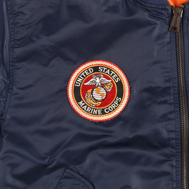 Vintage civilian MA-1 style padded military flight jacket, men's size XL Nylon navy blue type Vintage Second Hand