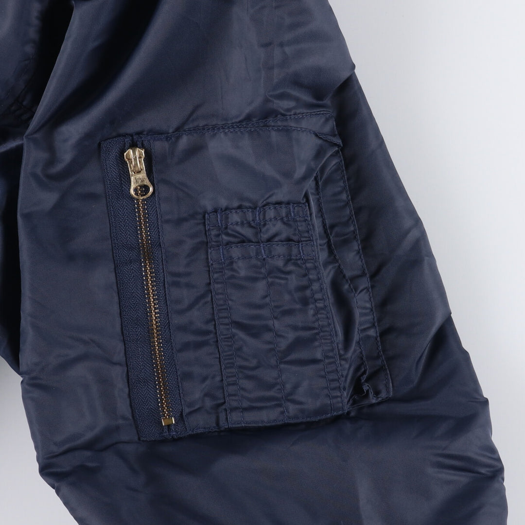Vintage civilian MA-1 style padded military flight jacket, men's size XL Nylon navy blue type Vintage Second Hand