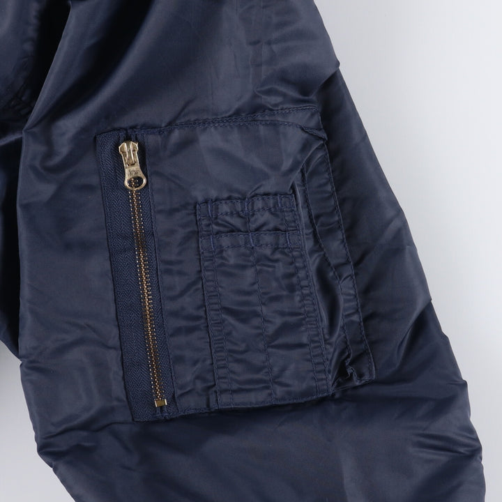 Vintage civilian MA-1 style padded military flight jacket, men's size XL Nylon navy blue type Vintage Second Hand
